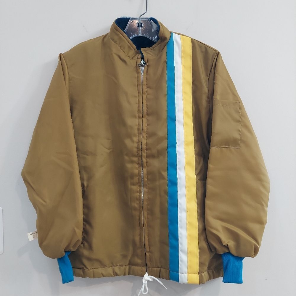 Vintage The Great Lakes Jacket with Blue, Yellow, White Stripes Sz 16